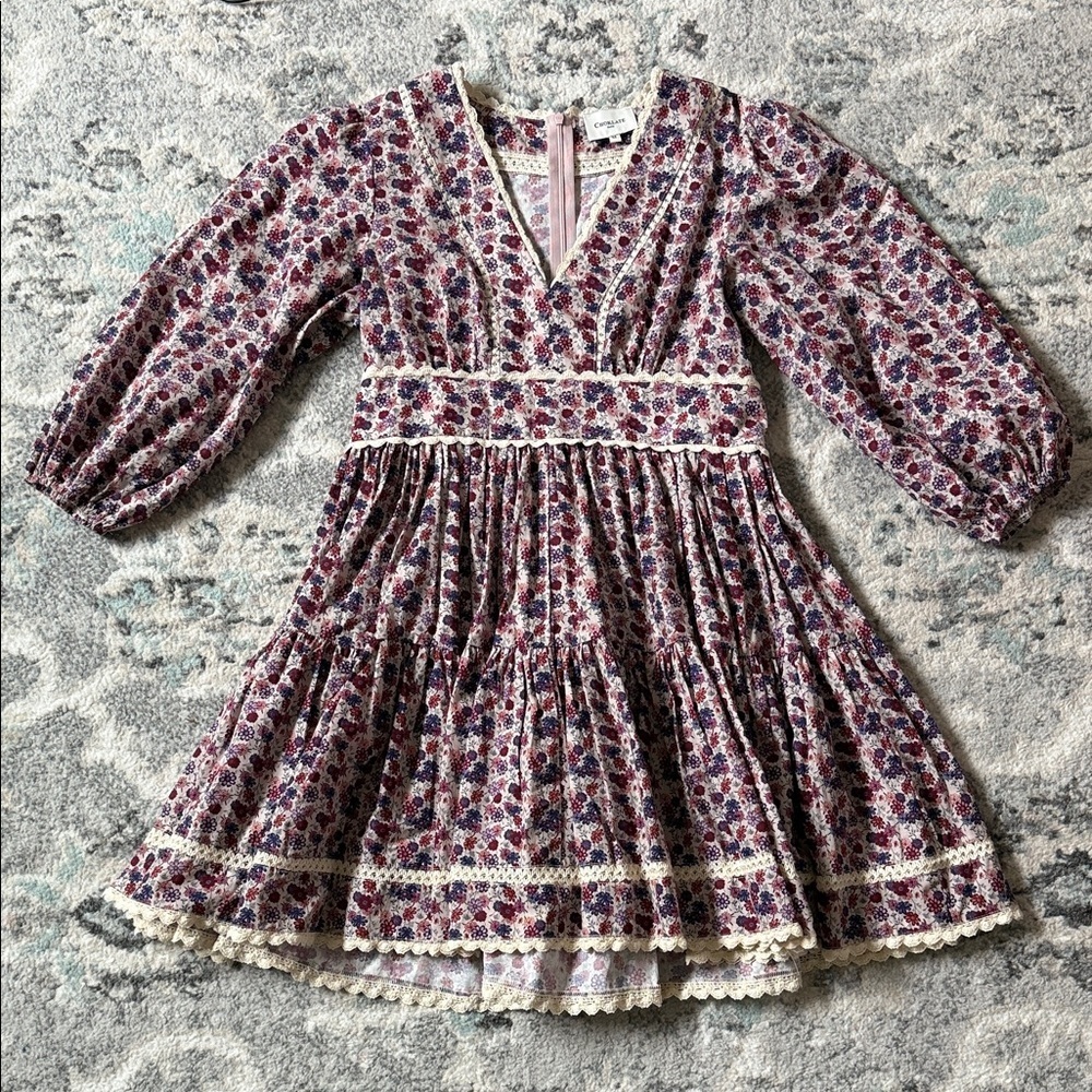 Choklate Paris Purple Floral with Lace Detail Dress